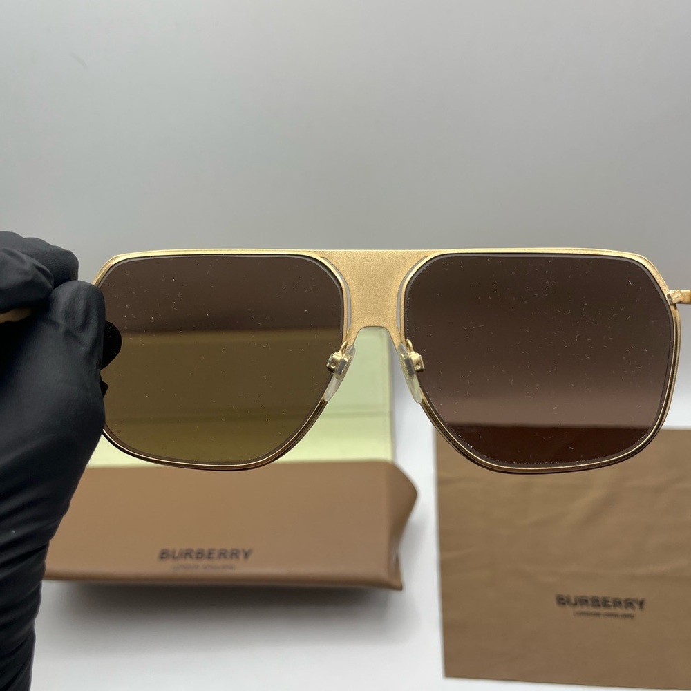 Burberry Gold and Brown Men's Sunglasses - Picture 3 of 9